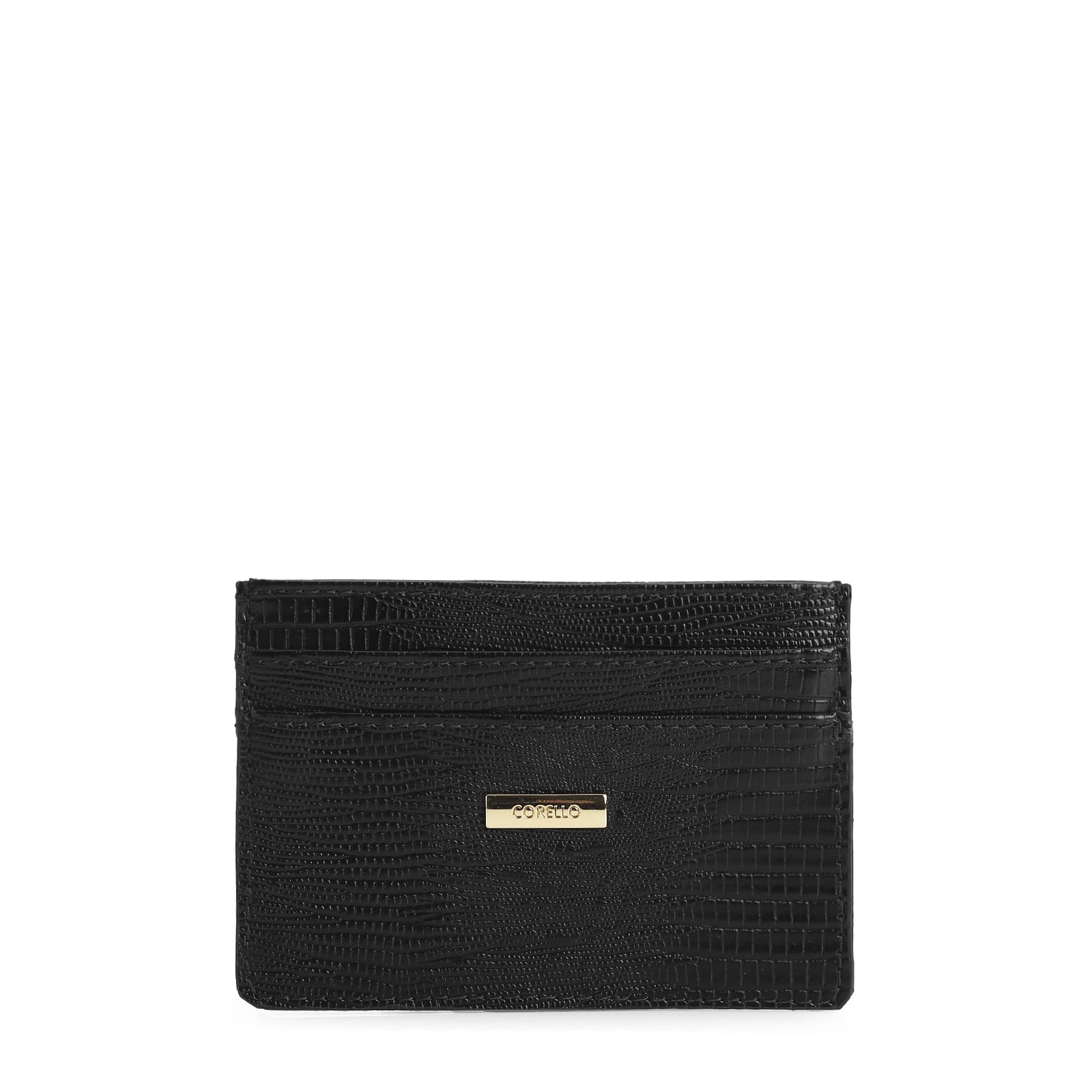 Porta Cartão Couro Lezard Preto