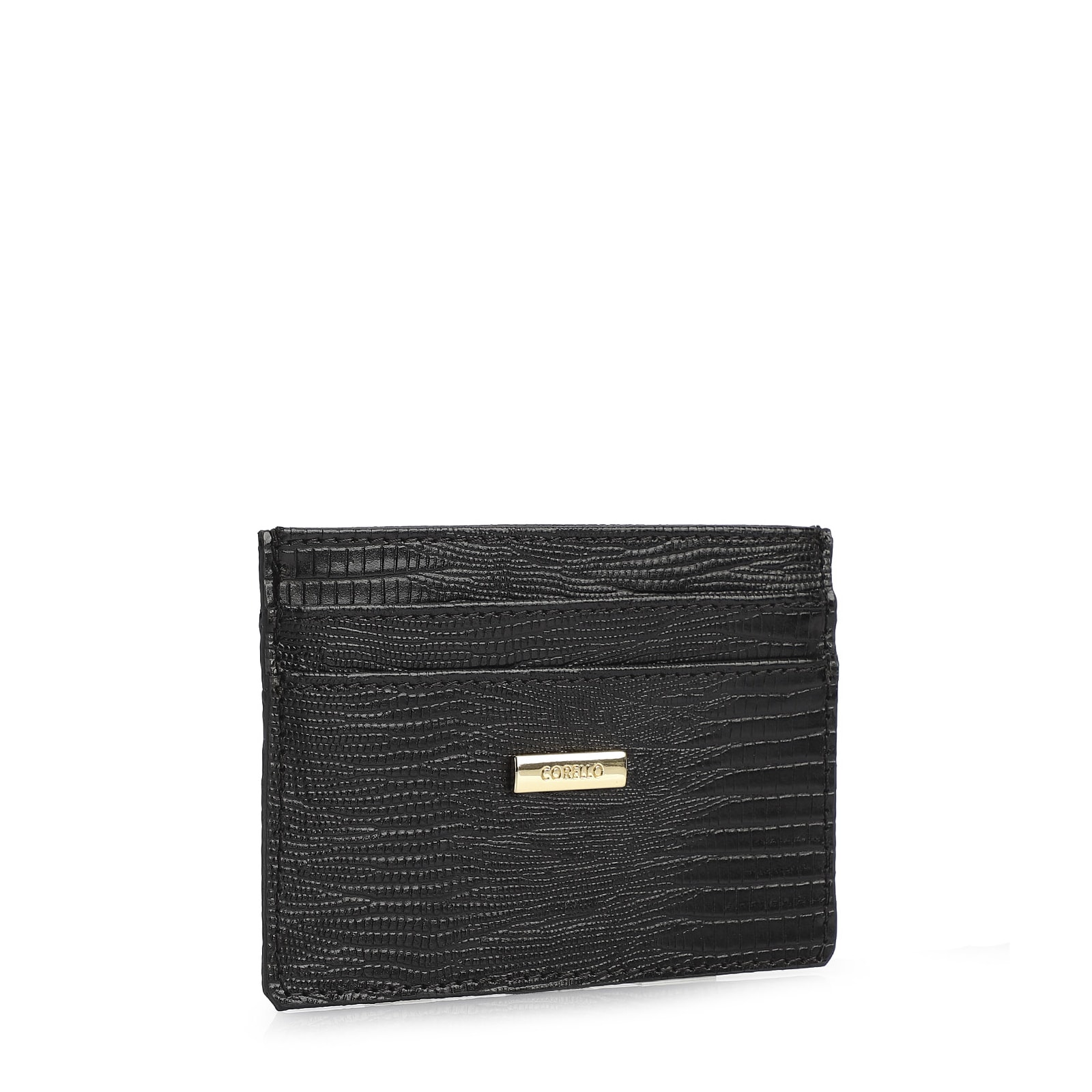Porta Cartão Couro Lezard Preto