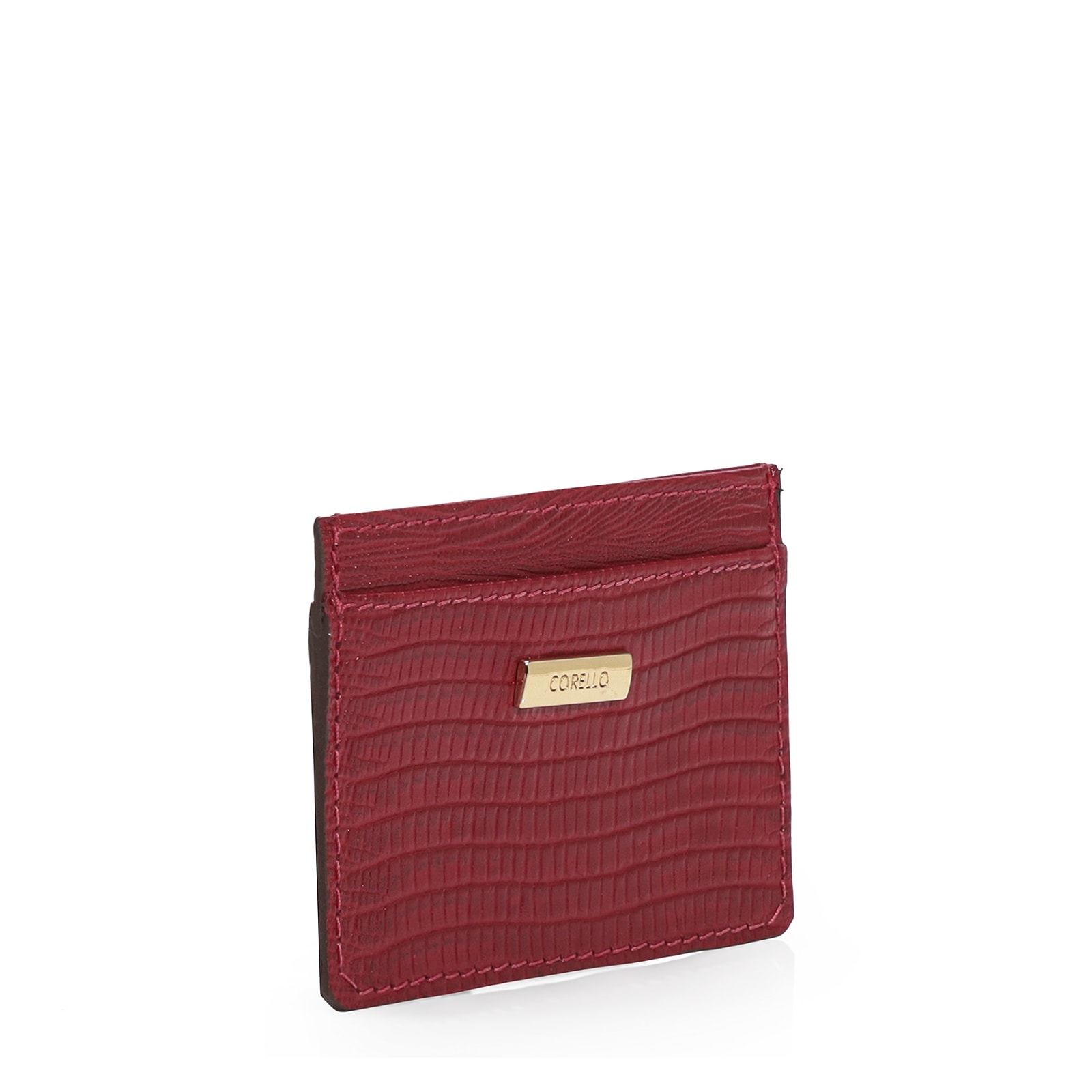 Porta Cartão Couro Lezard Vermelho