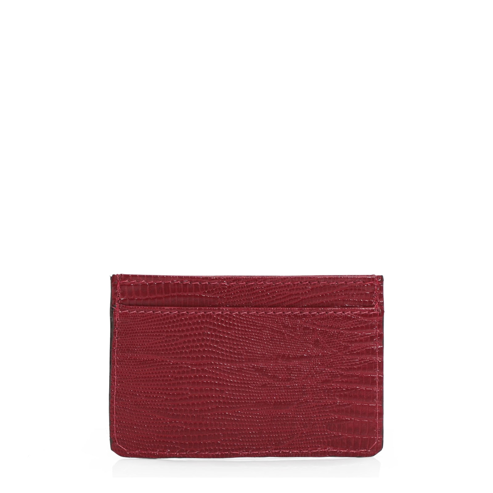 Porta Cartão Couro Lezard Vermelho