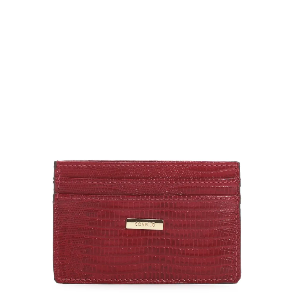 Porta Cartão Couro Lezard Vermelho