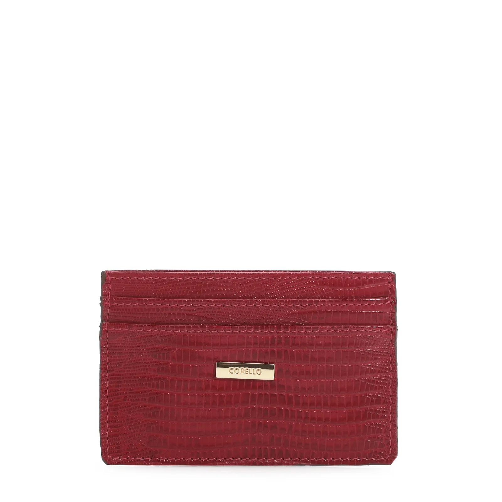 Porta Cartão Couro Lezard Vermelho