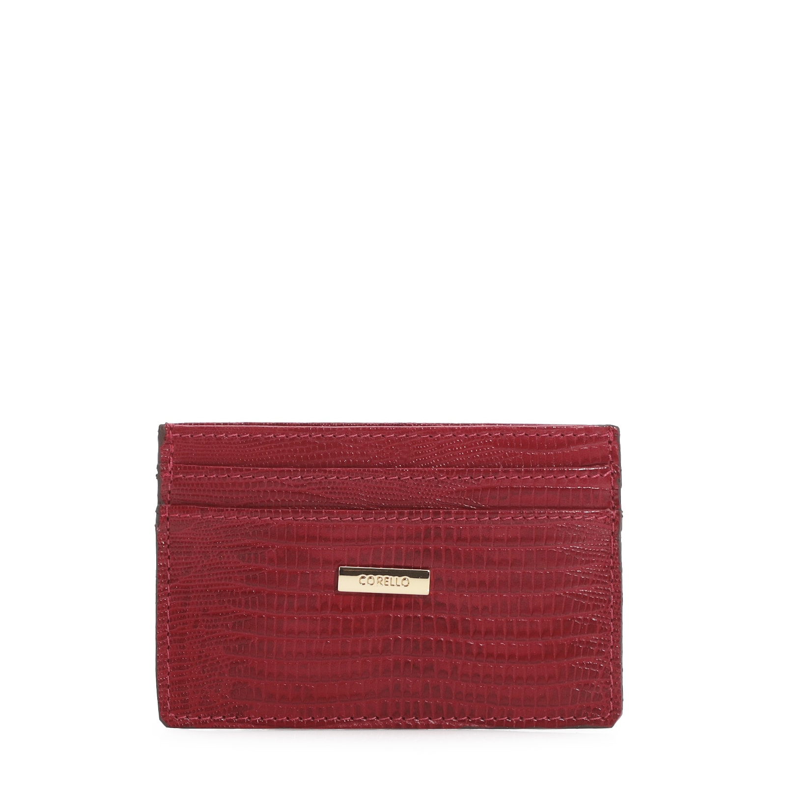 Porta Cartão Couro Lezard Vermelho