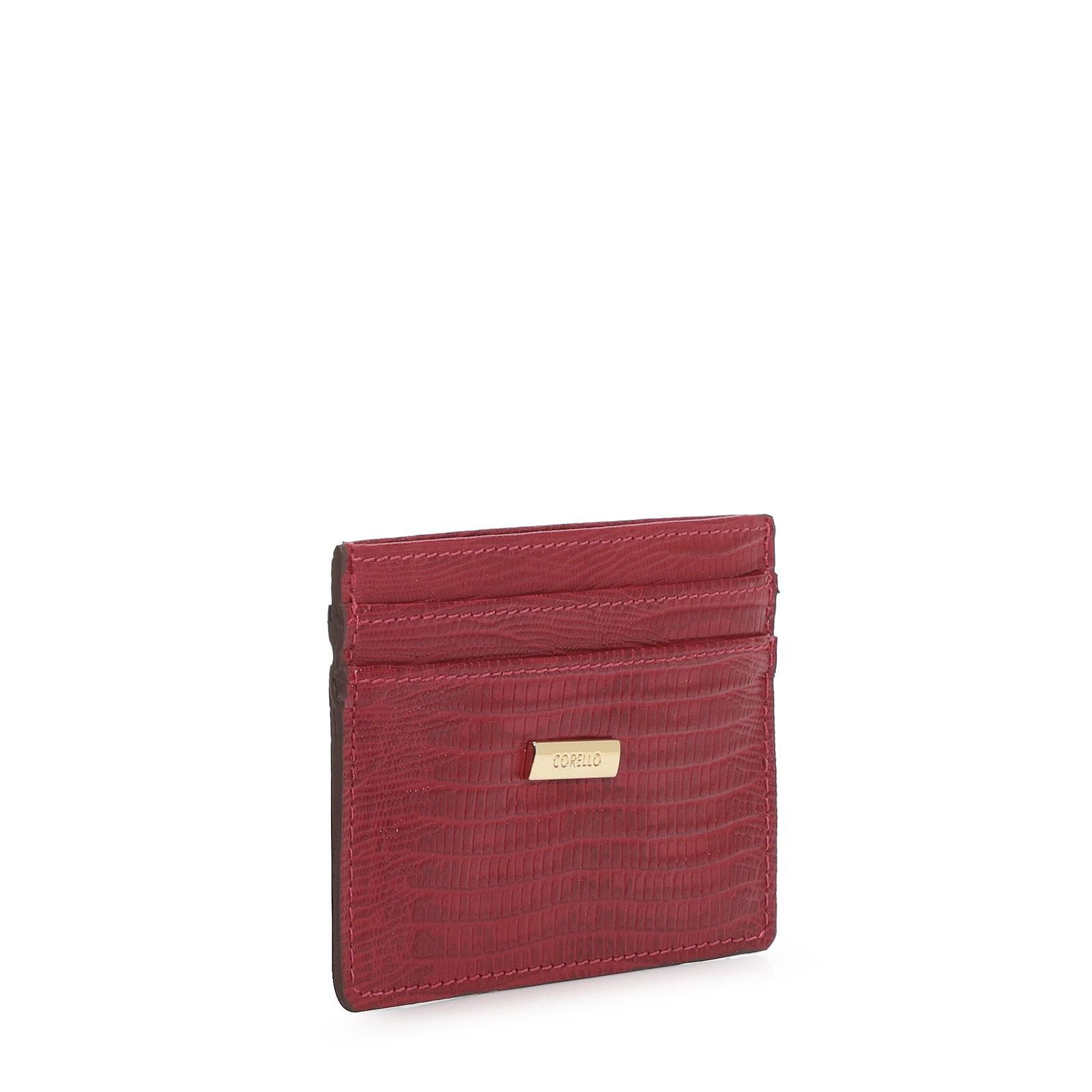 Porta Cartão Couro Lezard Vermelho