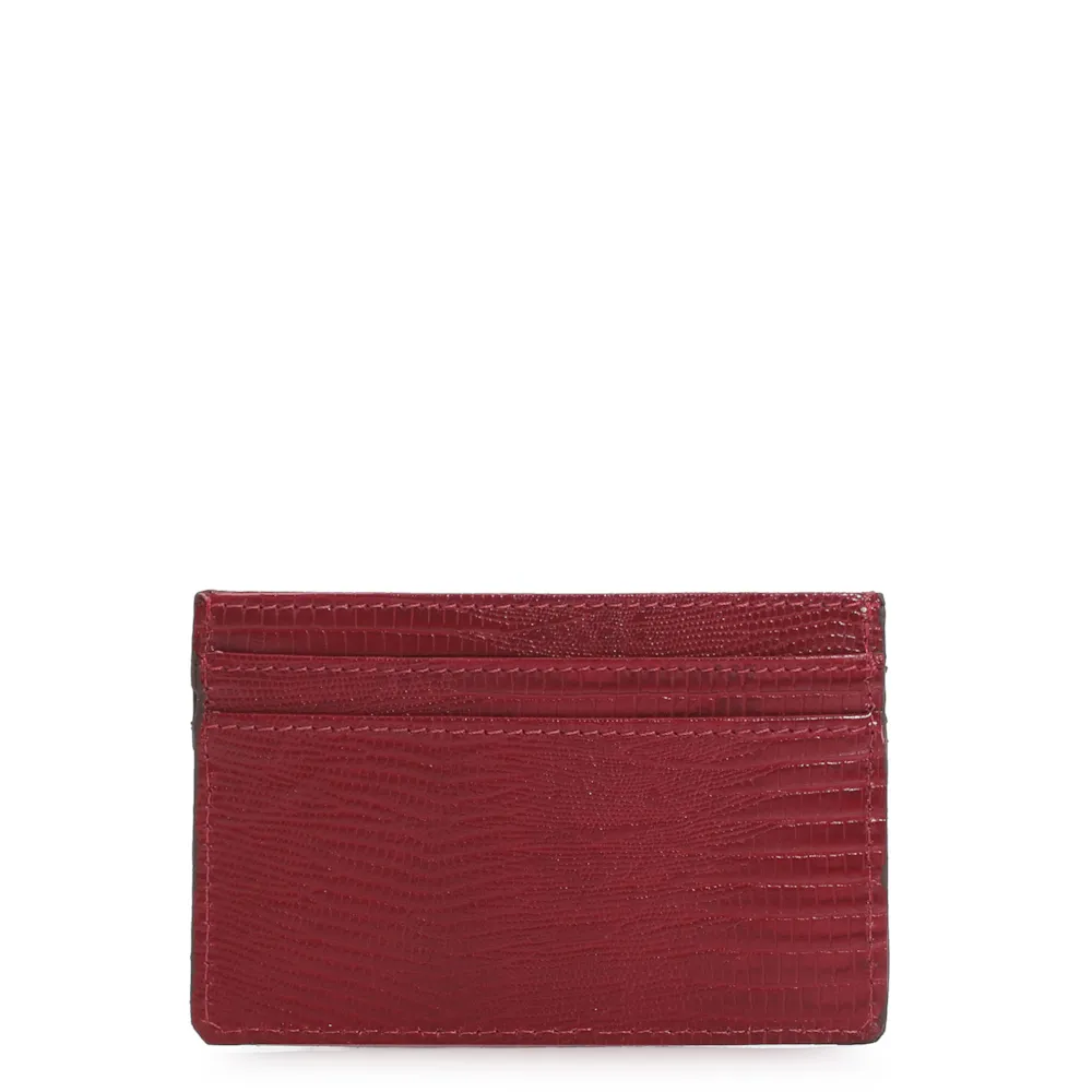 Porta Cartão Couro Lezard Vermelho - imagem 3