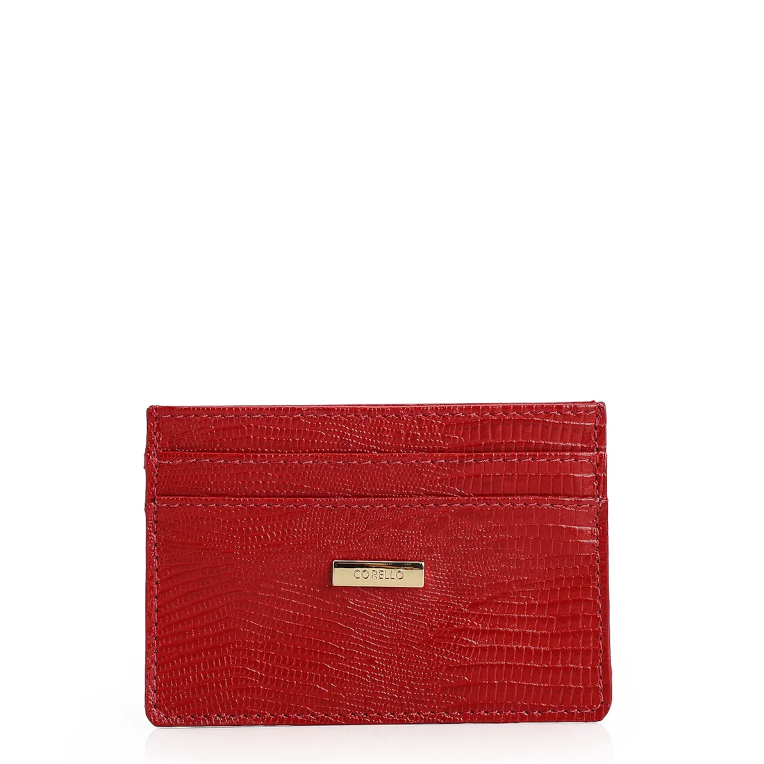 Porta Cartão Couro Lezard Vermelho
