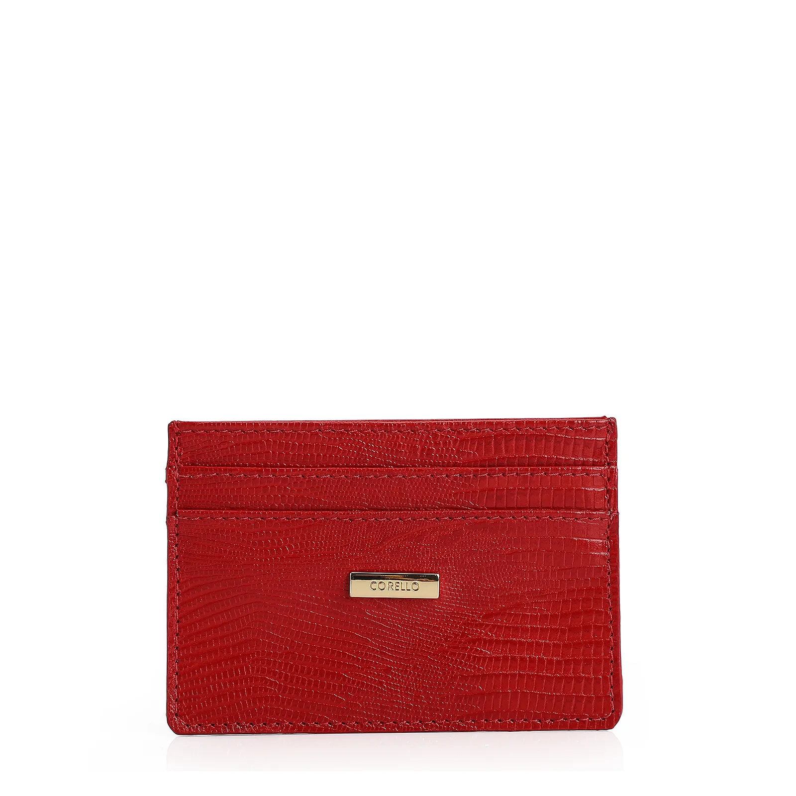 Porta Cartão Couro Lezard Vermelho
