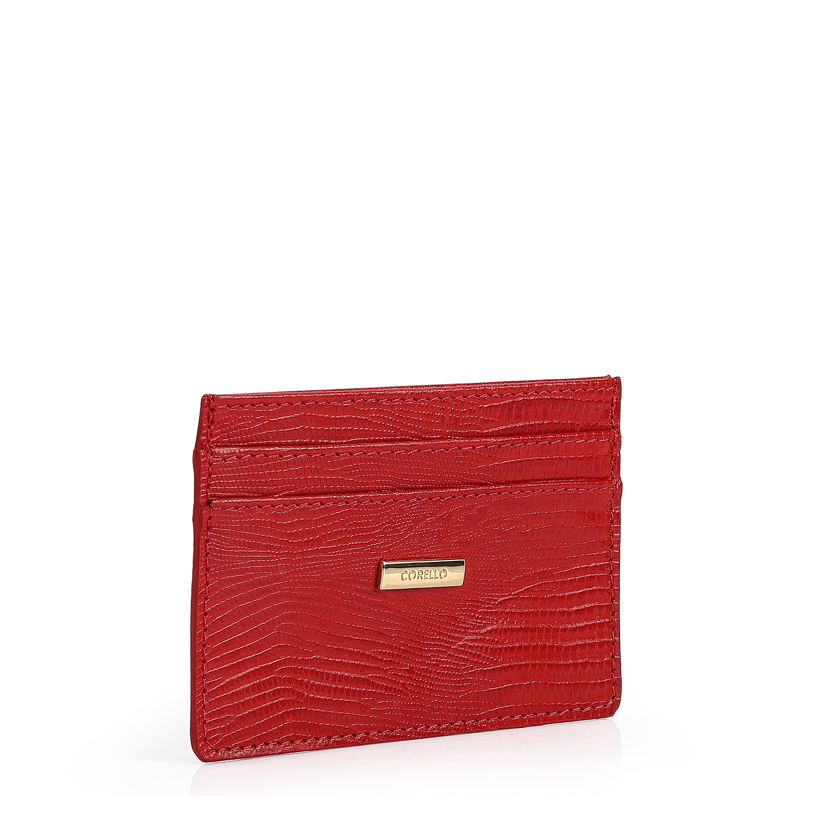 Porta Cartão Couro Lezard Vermelho