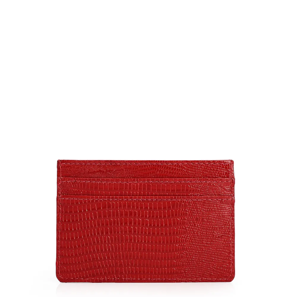 Porta Cartão Couro Lezard Vermelho - imagem 3