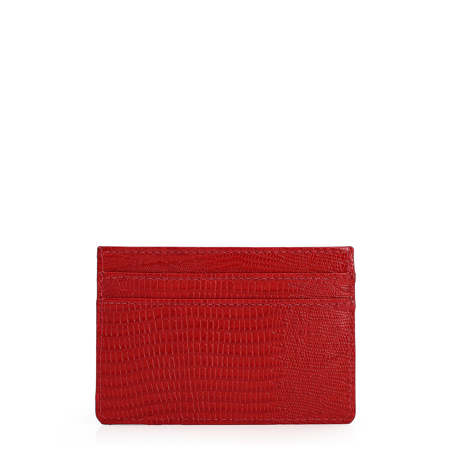 Porta Cartão Couro Lezard Vermelho