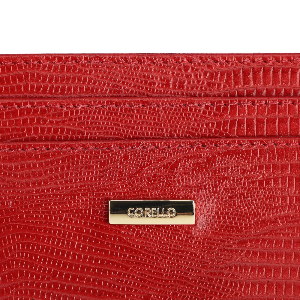Porta Cartão Couro Lezard Vermelho - imagem 4