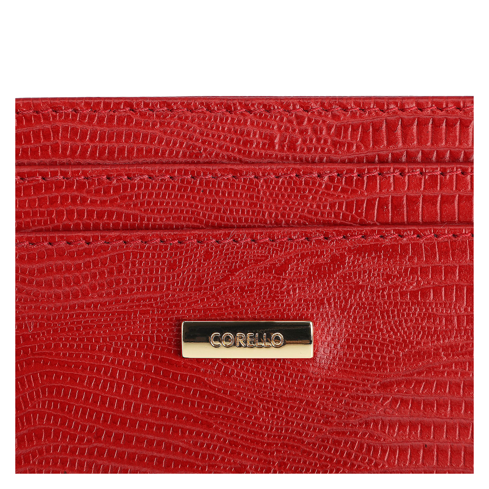Porta Cartão Couro Lezard Vermelho