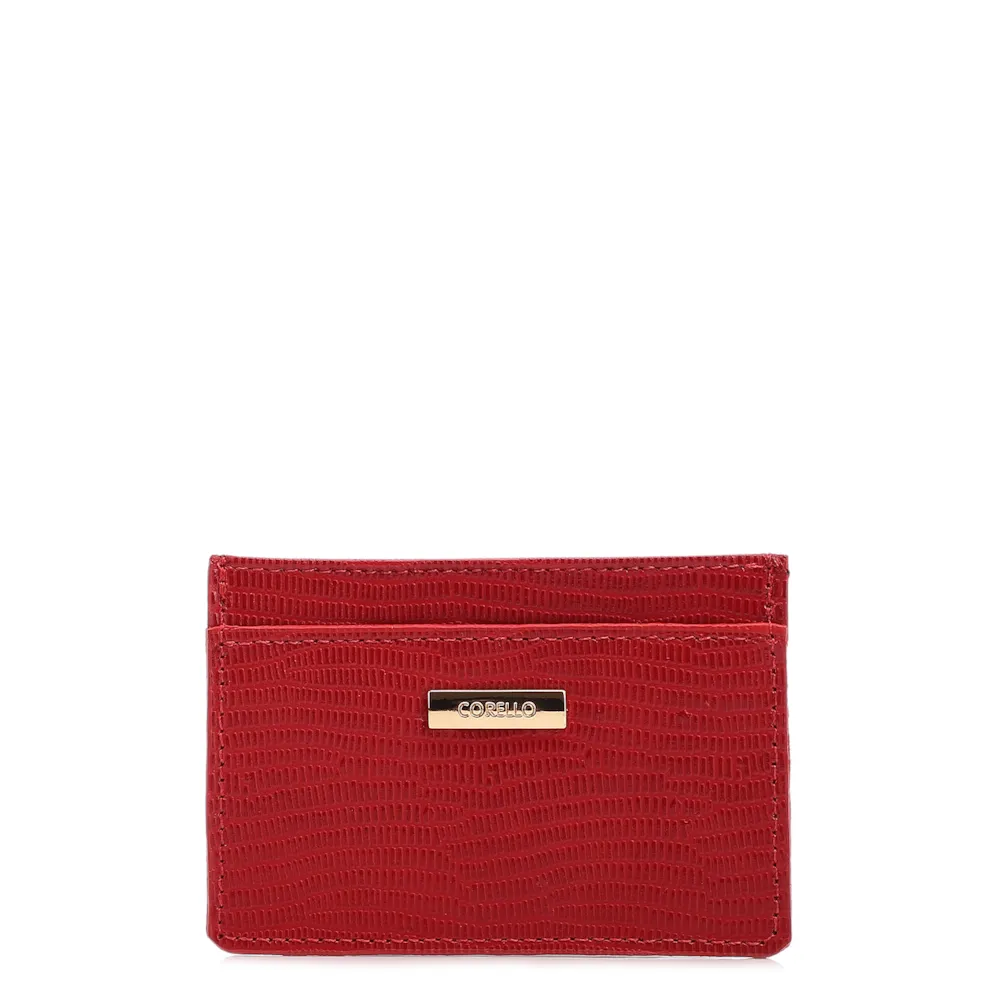 Porta Cartão Couro Lezard Vermelho