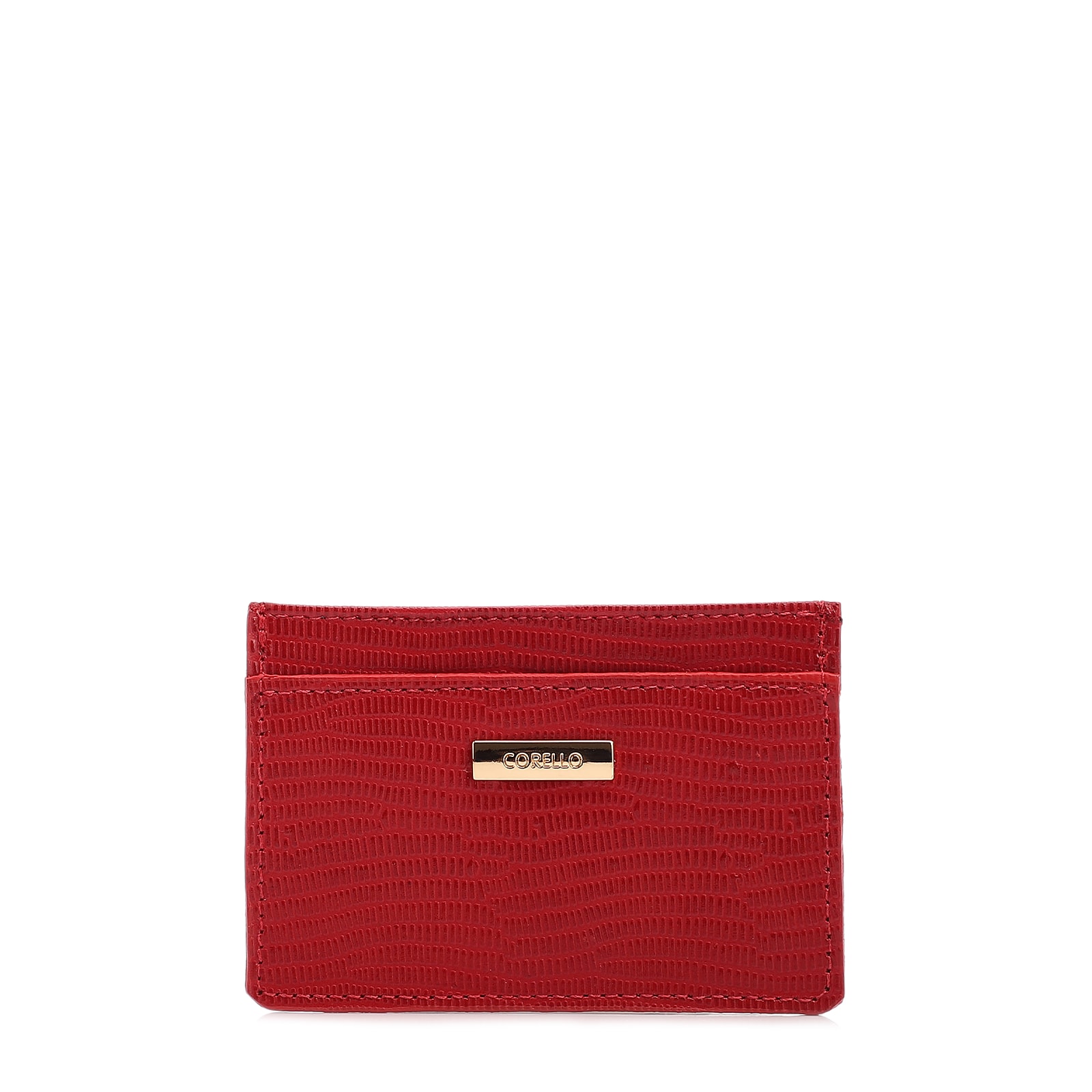 Porta Cartão Couro Lezard Vermelho