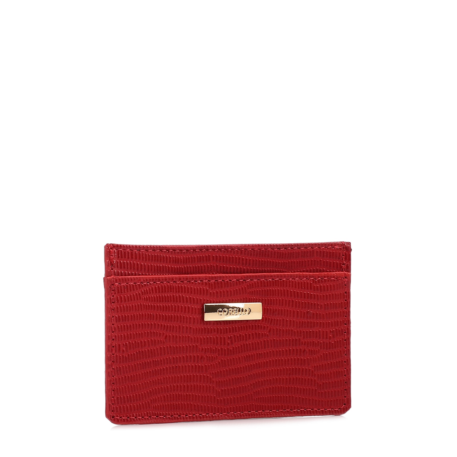 Porta Cartão Couro Lezard Vermelho