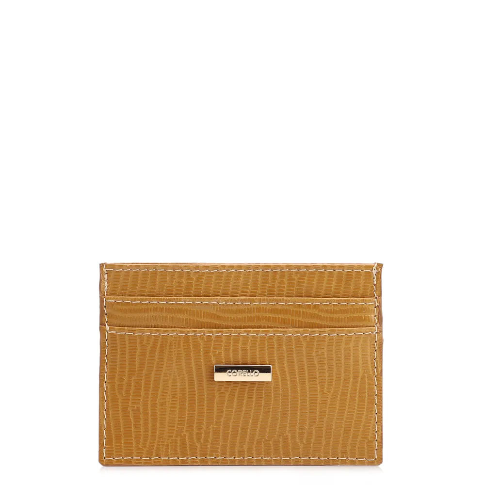 Porta Cartão Couro New Lezard Amarelo