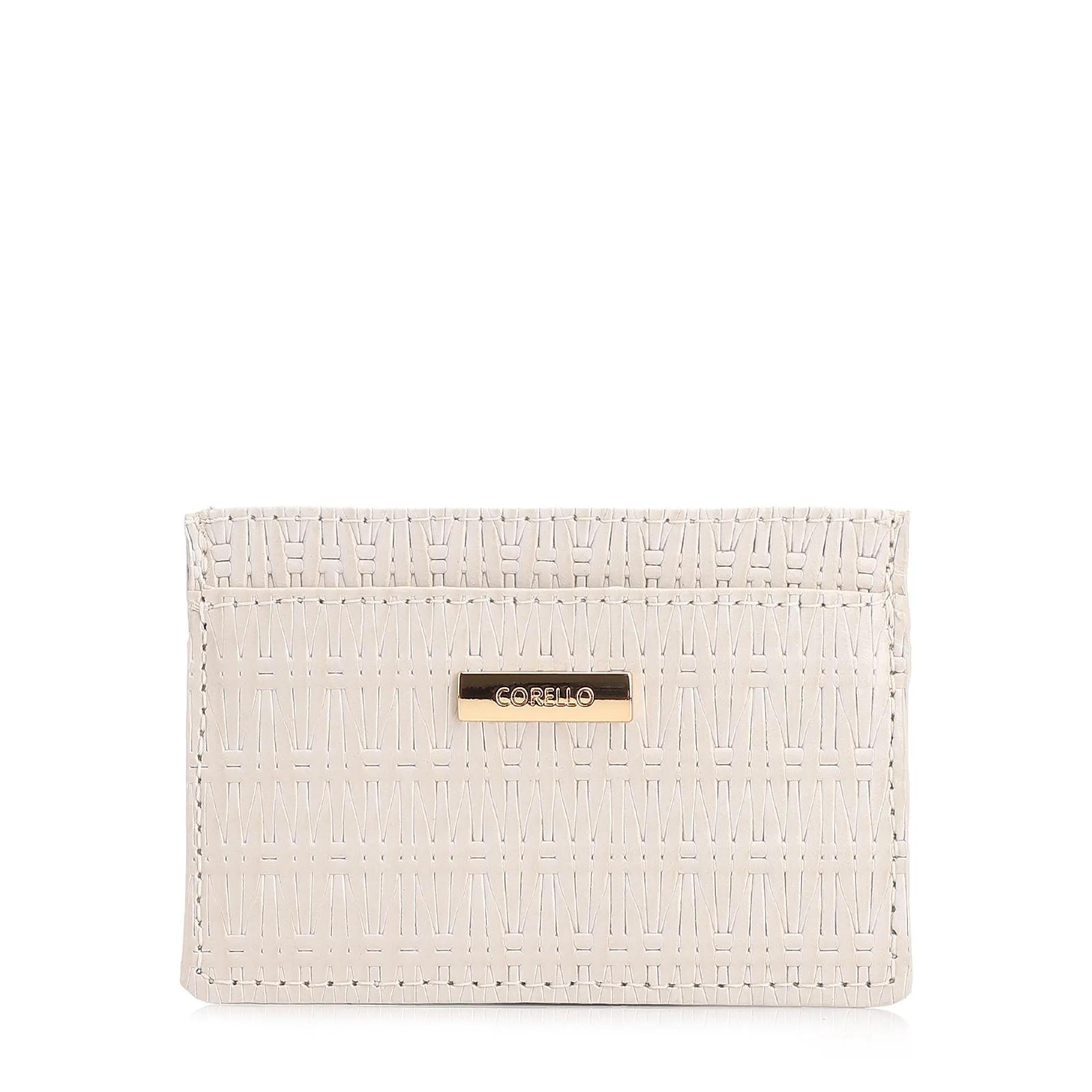 Porta Cartão Couro Tramado Off White