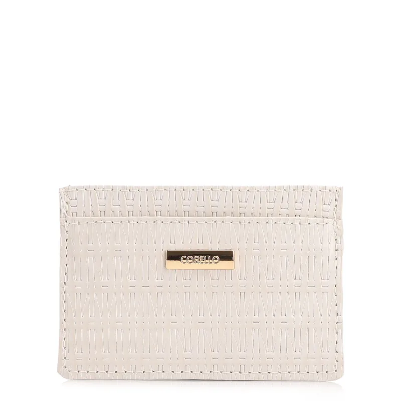 Porta Cartão Couro Tramado Off White