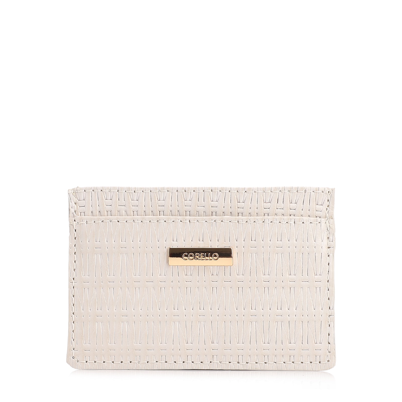 Porta Cartão Couro Tramado Off White
