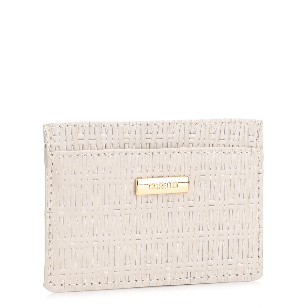 Porta Cartão Couro Tramado Off White - imagem 2