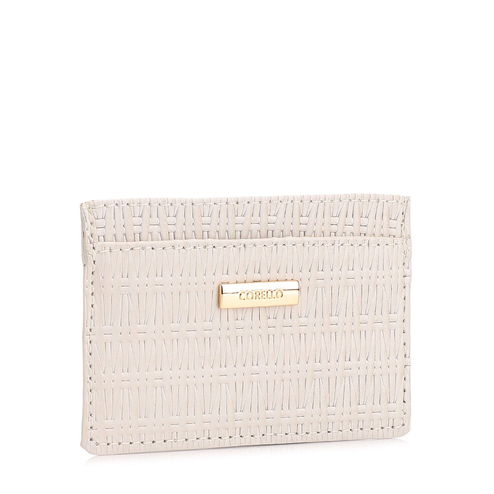 Porta Cartão Couro Tramado Off White