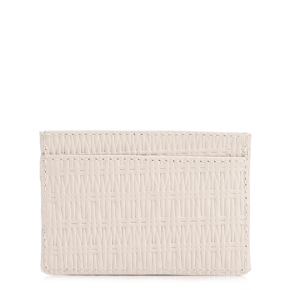 Porta Cartão Couro Tramado Off White - imagem 3