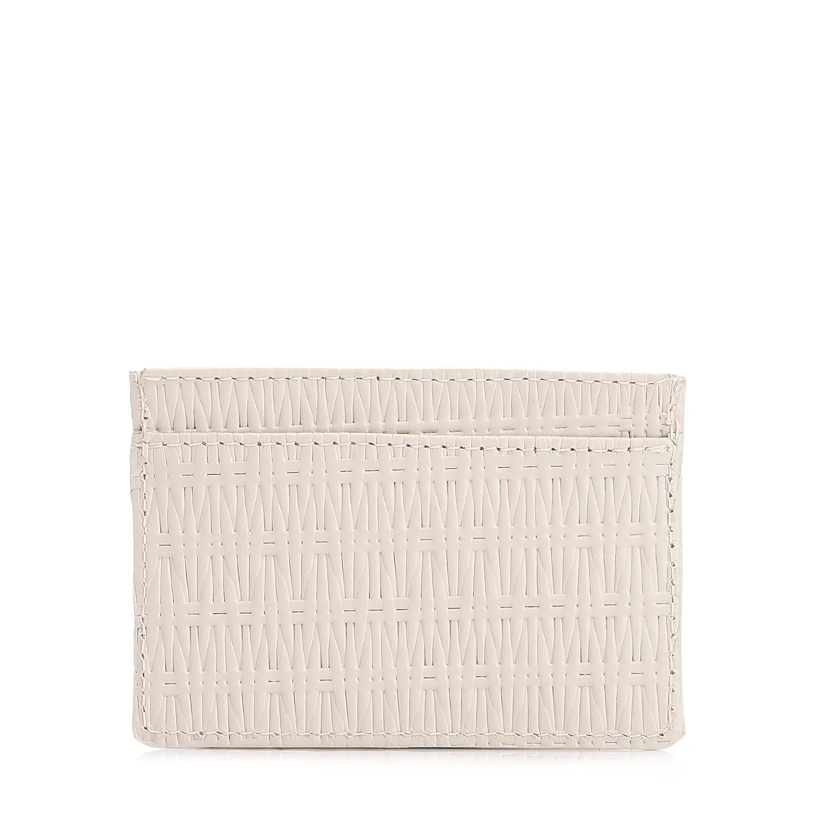 Porta Cartão Couro Tramado Off White