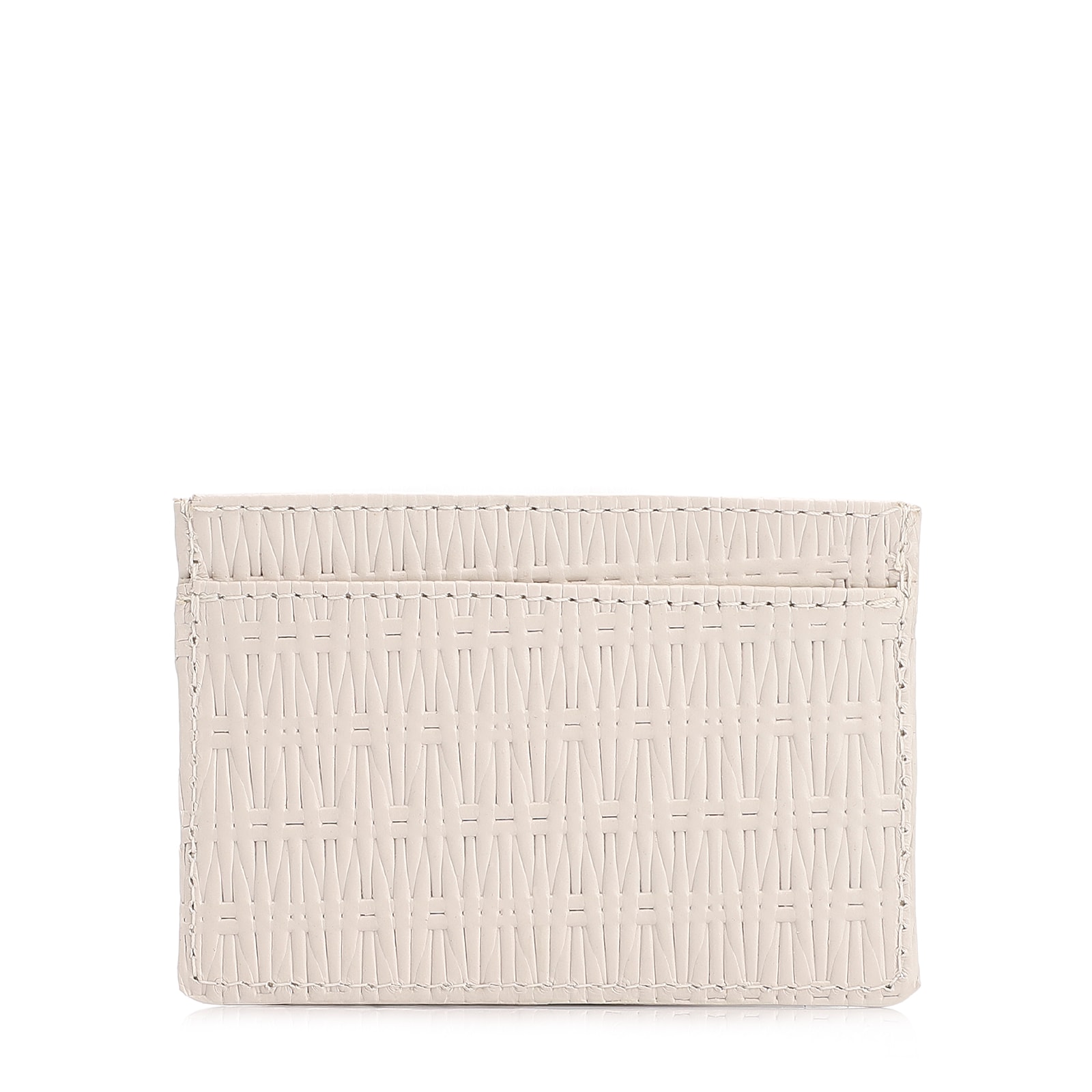 Porta Cartão Couro Tramado Off White