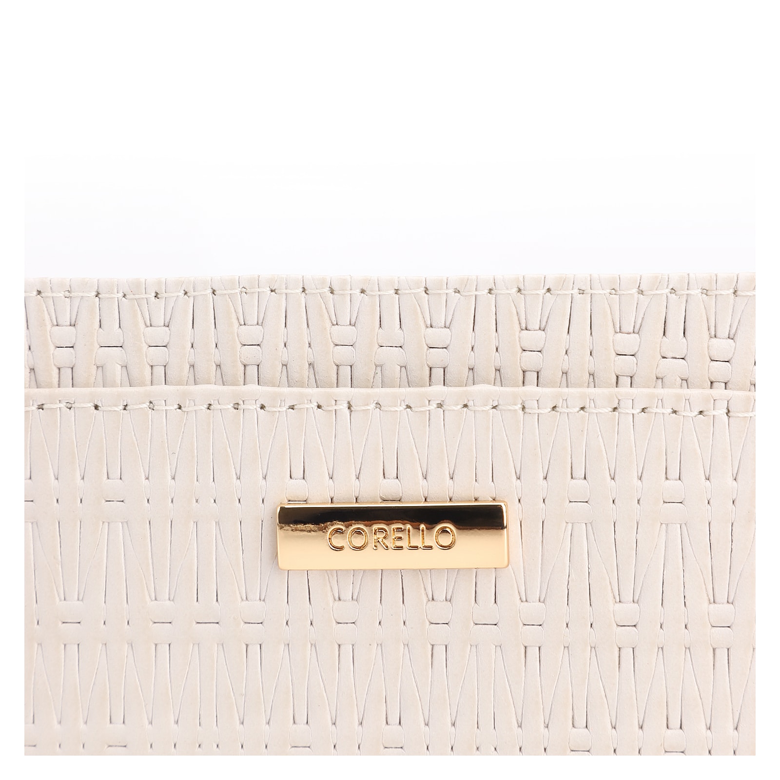 Porta Cartão Couro Tramado Off White