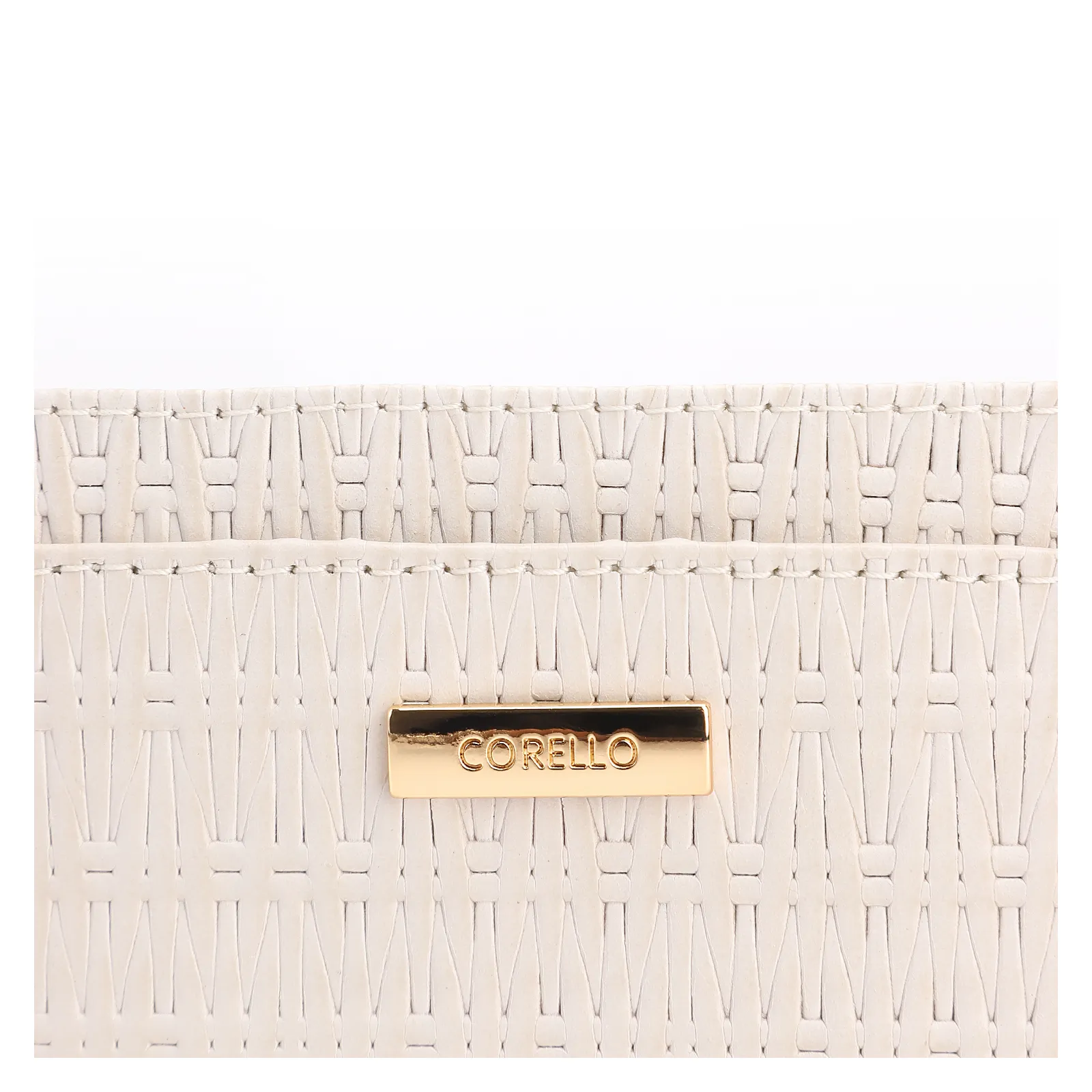 Porta Cartão Couro Tramado Off White