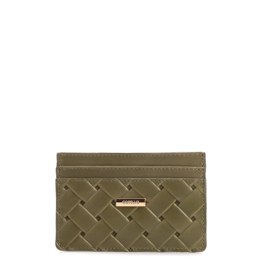 Porta Cartão Couro Tresse Verde Alecrim/Couro Verde