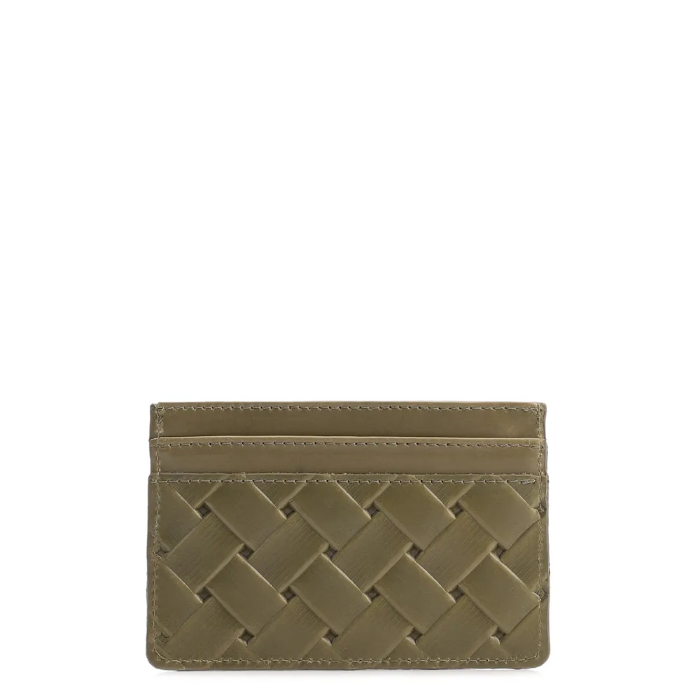 Porta Cartão Couro Tresse Verde Alecrim/Couro Verde - imagem 3