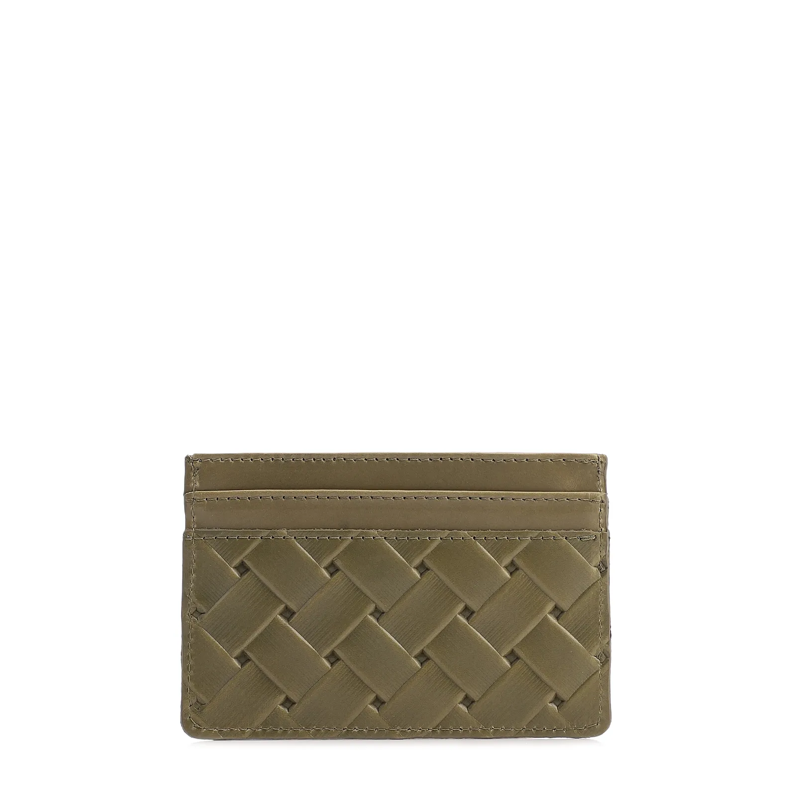 Porta Cartão Couro Tresse Verde Alecrim/Couro Verde