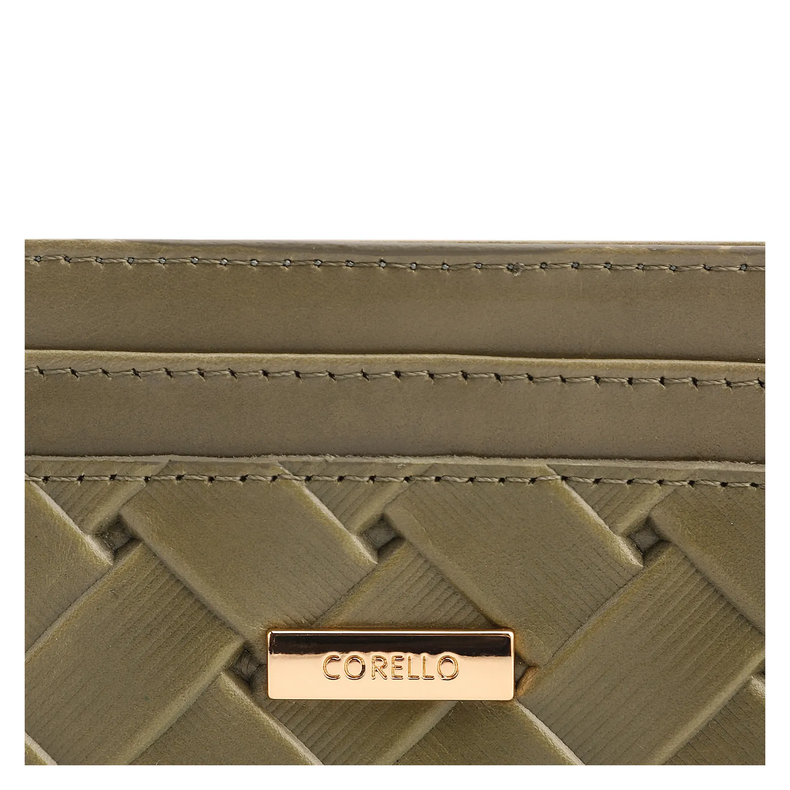 Porta Cartão Couro Tresse Verde Alecrim/Couro Verde