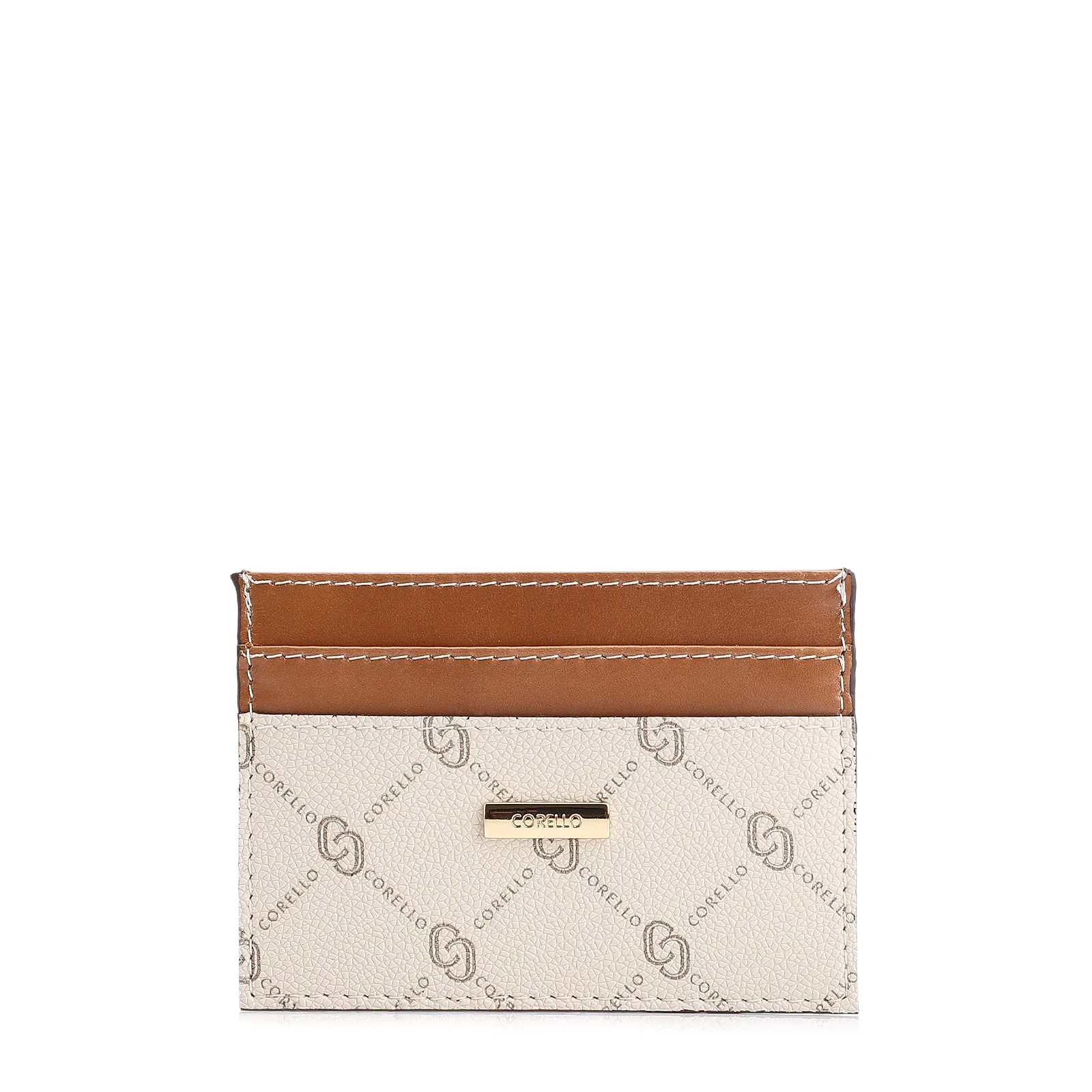 Porta Cartão Monograma Off White/Marrom