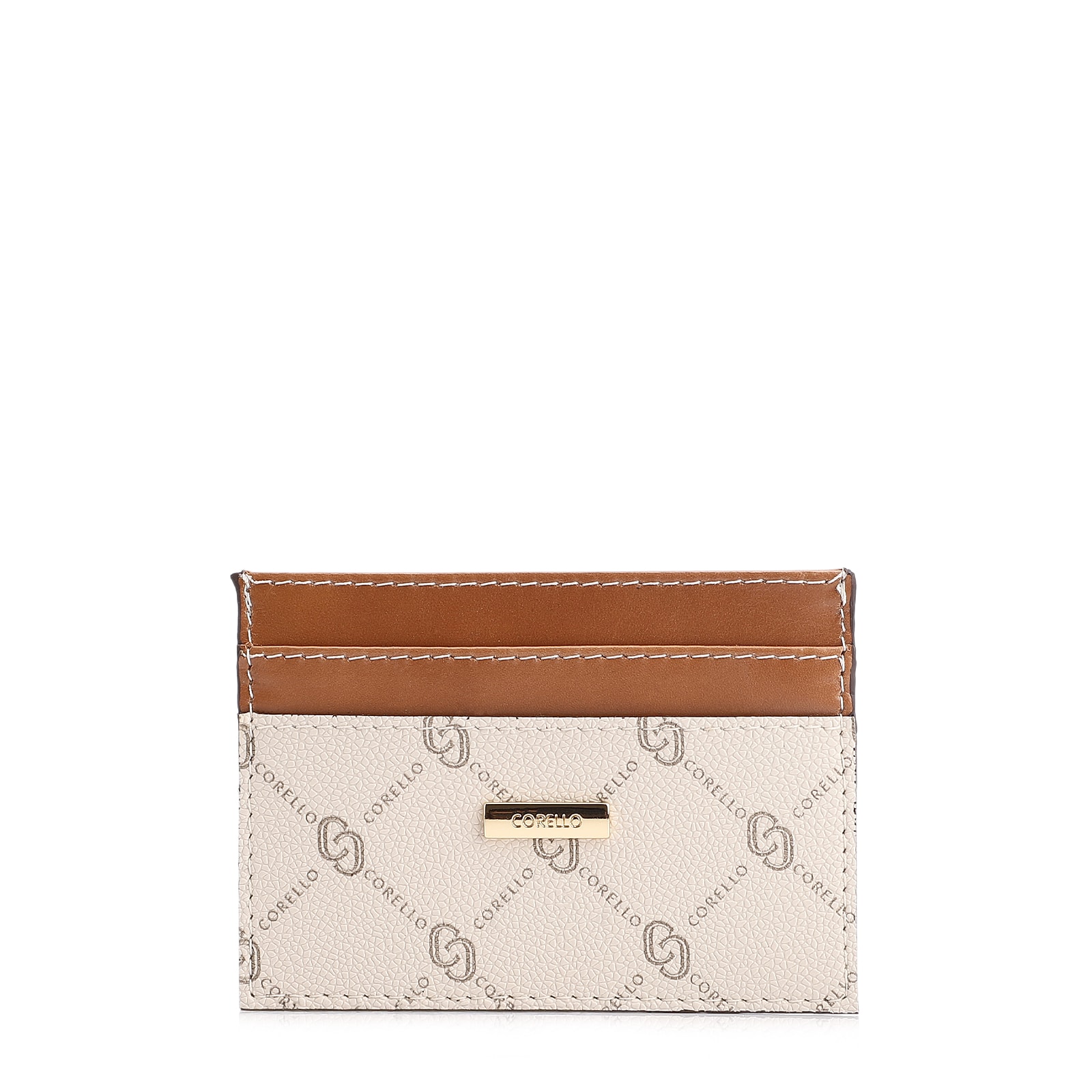 Porta Cartão Monograma Off White/Marrom