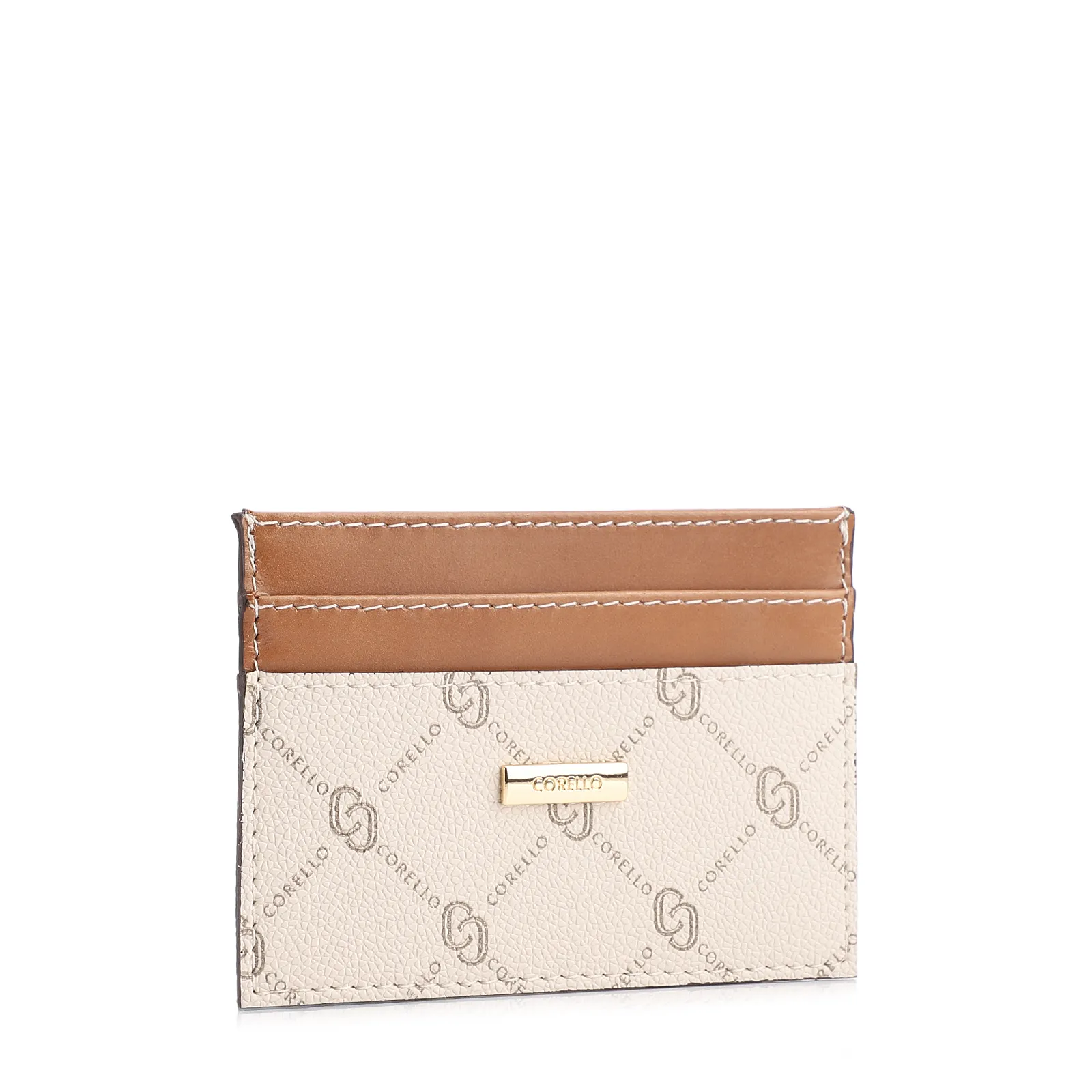 Porta Cartão Monograma Off White/Marrom
