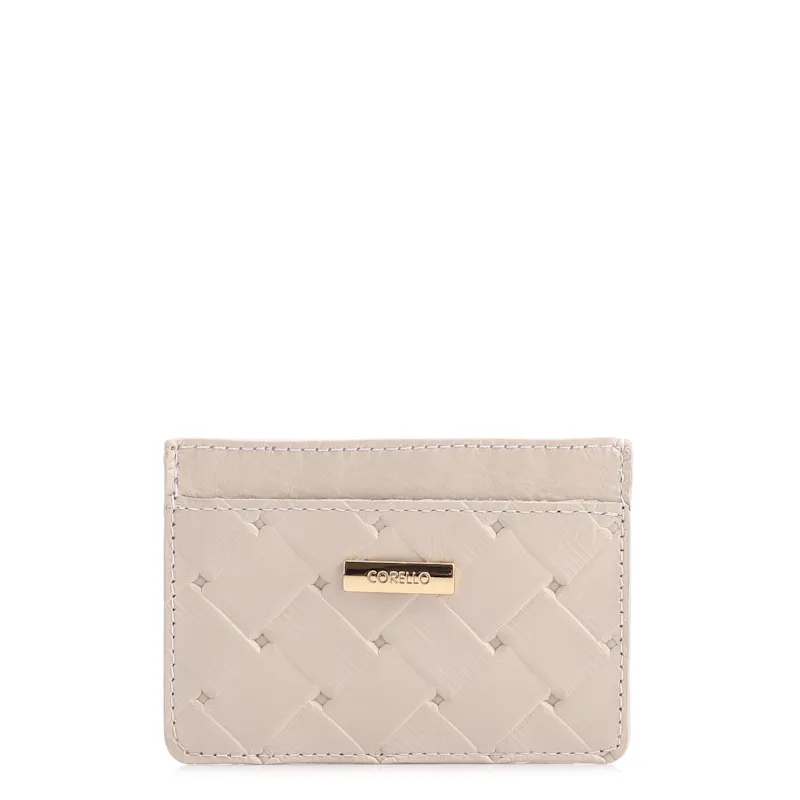 Porta Cartão Off White Couro Textura Tressê