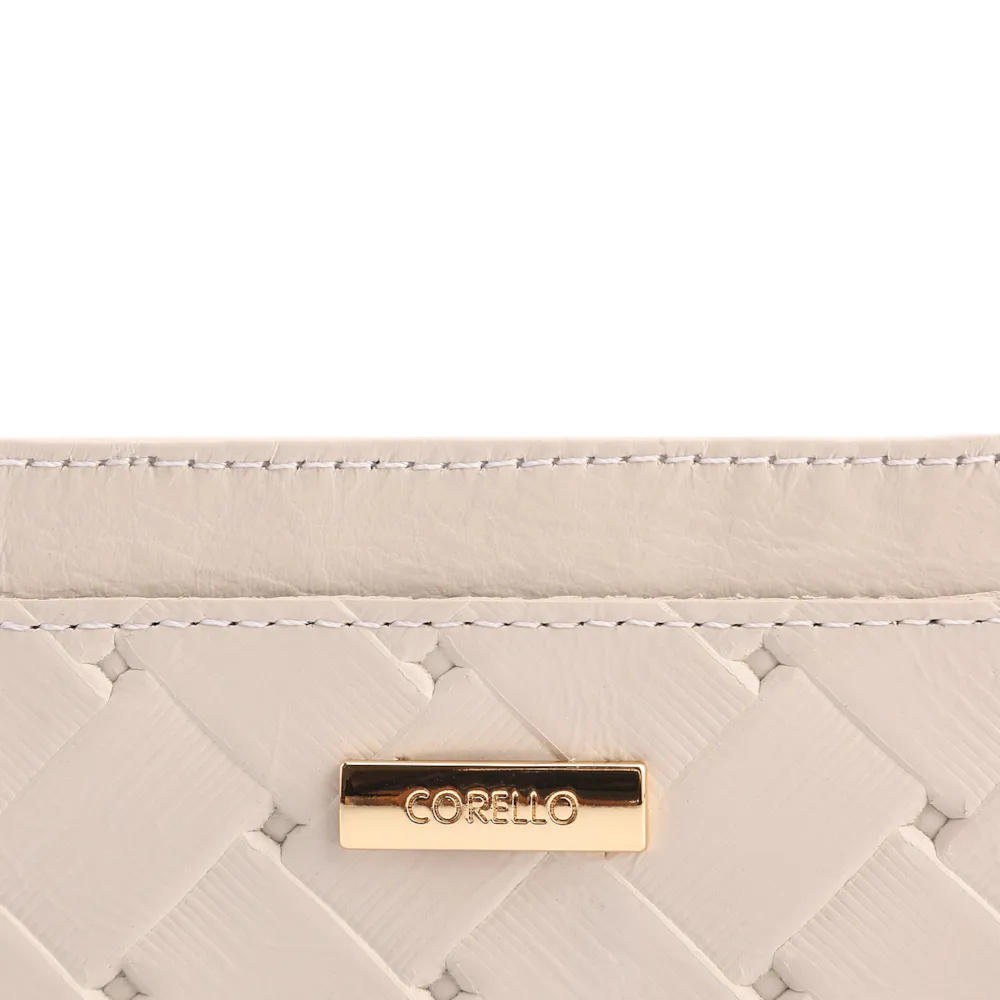 Porta Cartão Off White Couro Textura Tressê - imagem 2