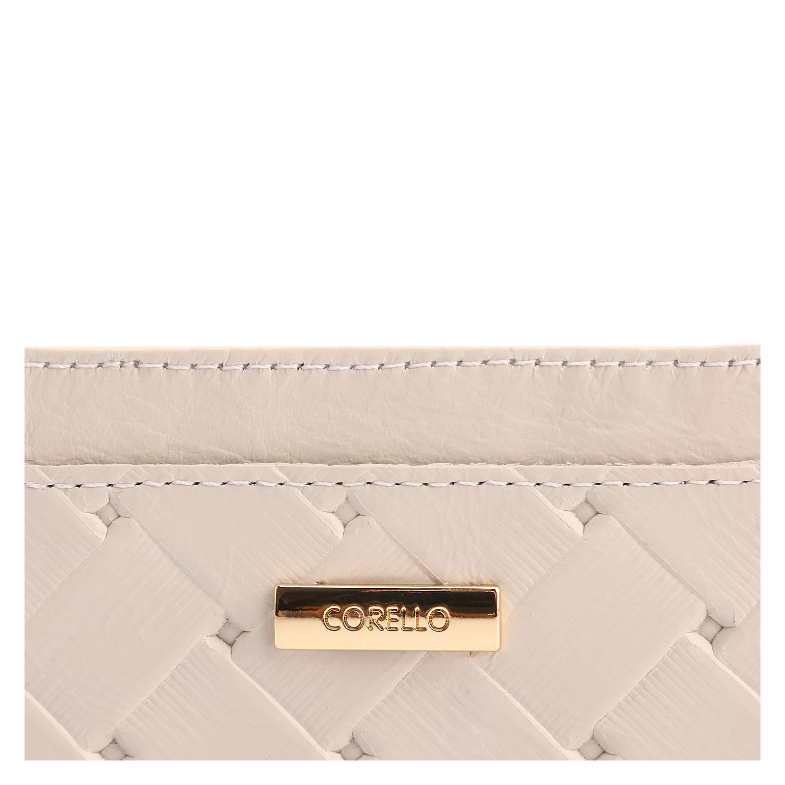 Porta Cartão Off White Couro Textura Tressê