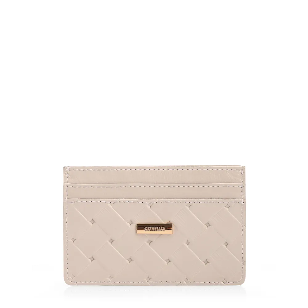 Porta Cartão Off White Couro Tressê
