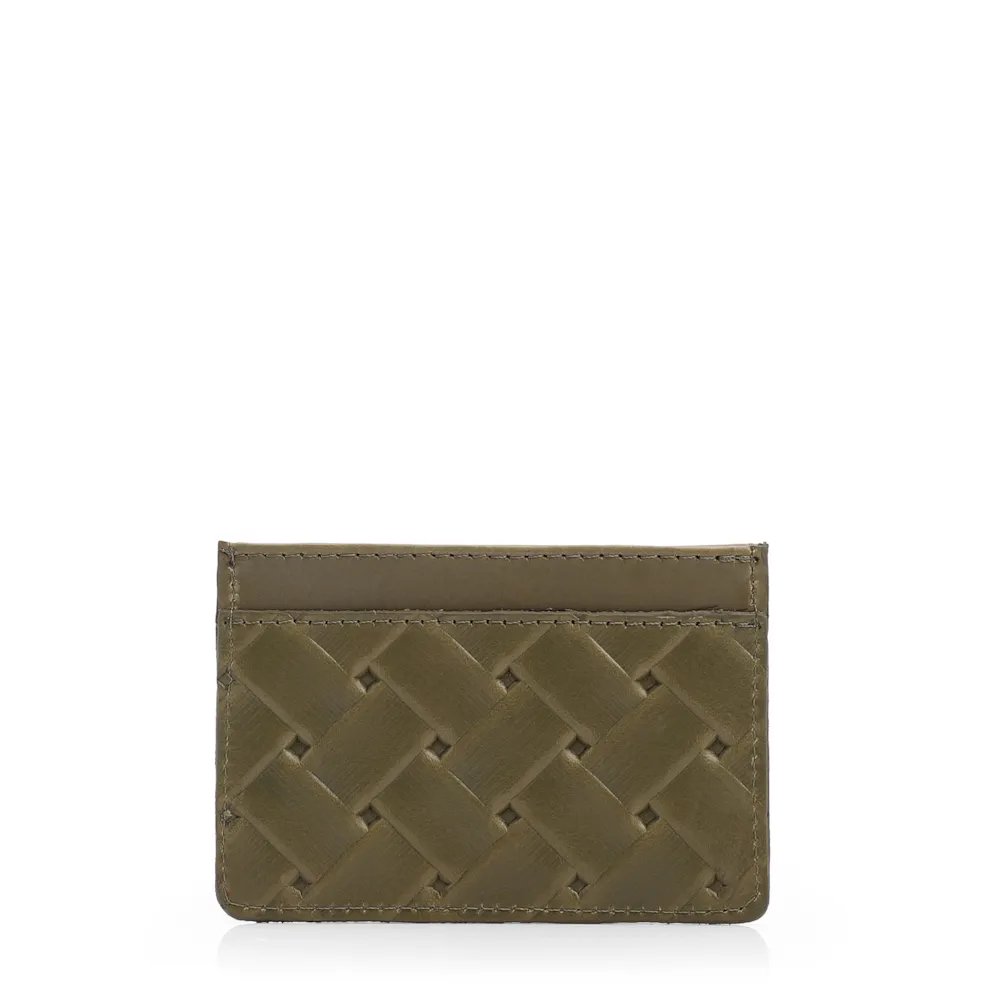 Porta Cartão Verde Couro Textura Tressê - imagem 3