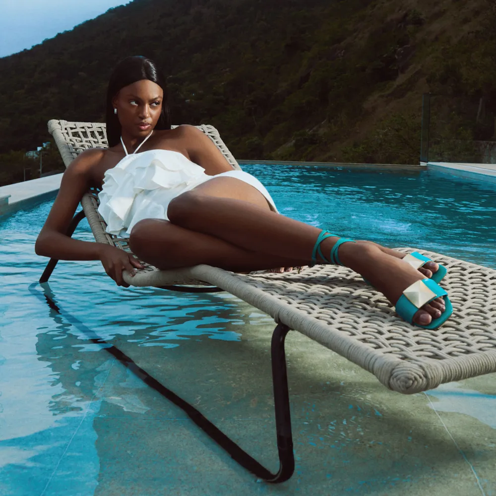 Rasteira Aysha Couro Azul - imagem 2