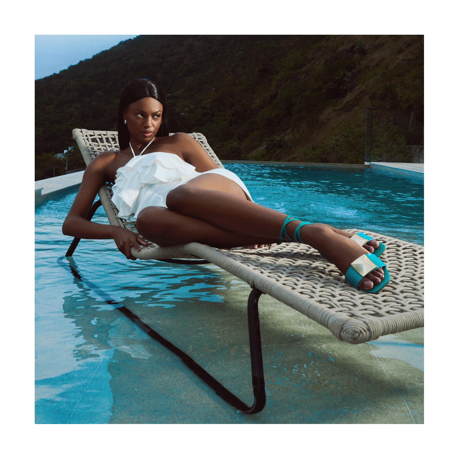 Rasteira Aysha Couro Azul