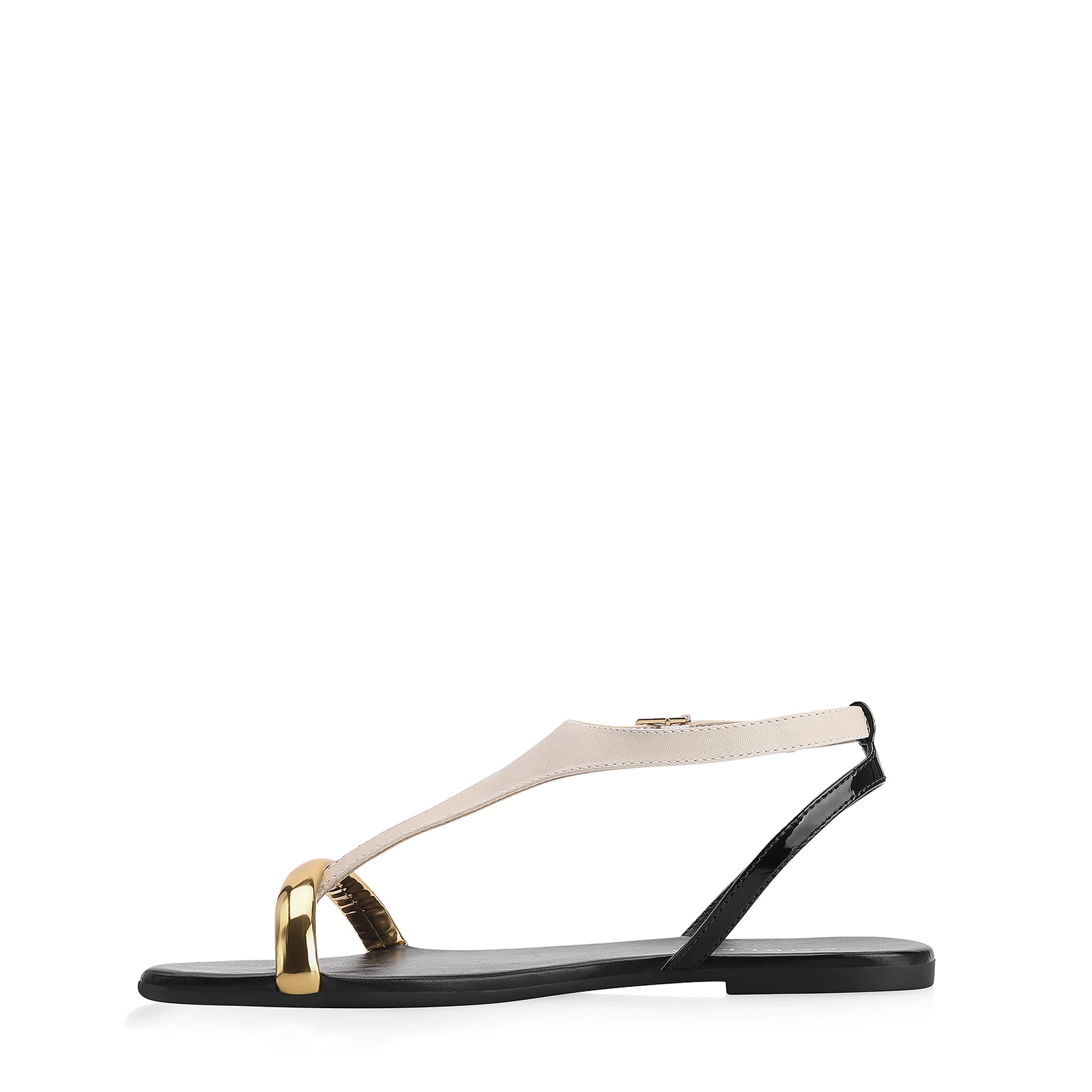 Rasteirinha Alt Off White/Preto/Dourado