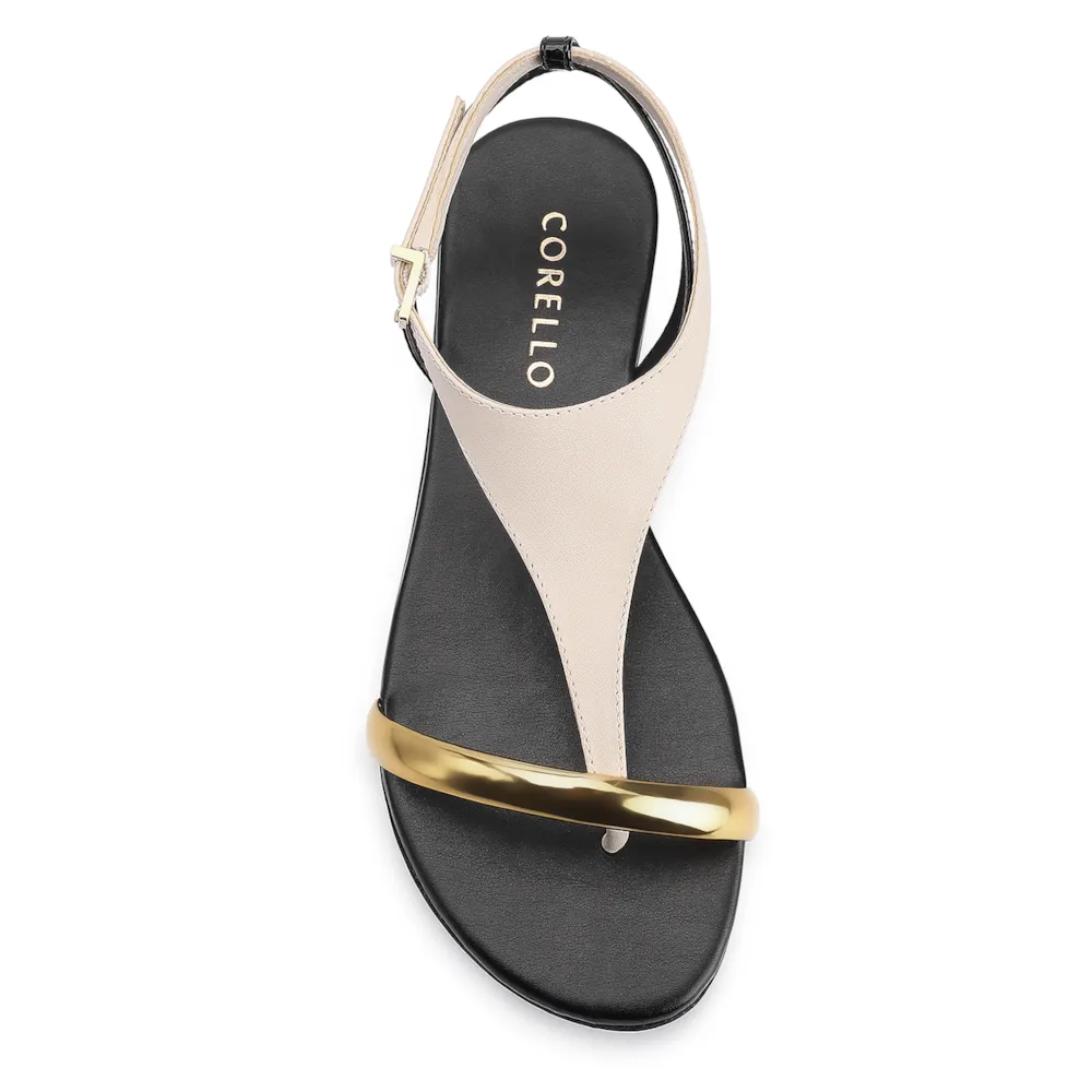 Rasteirinha Alt Off White/Preto/Dourado - imagem 5