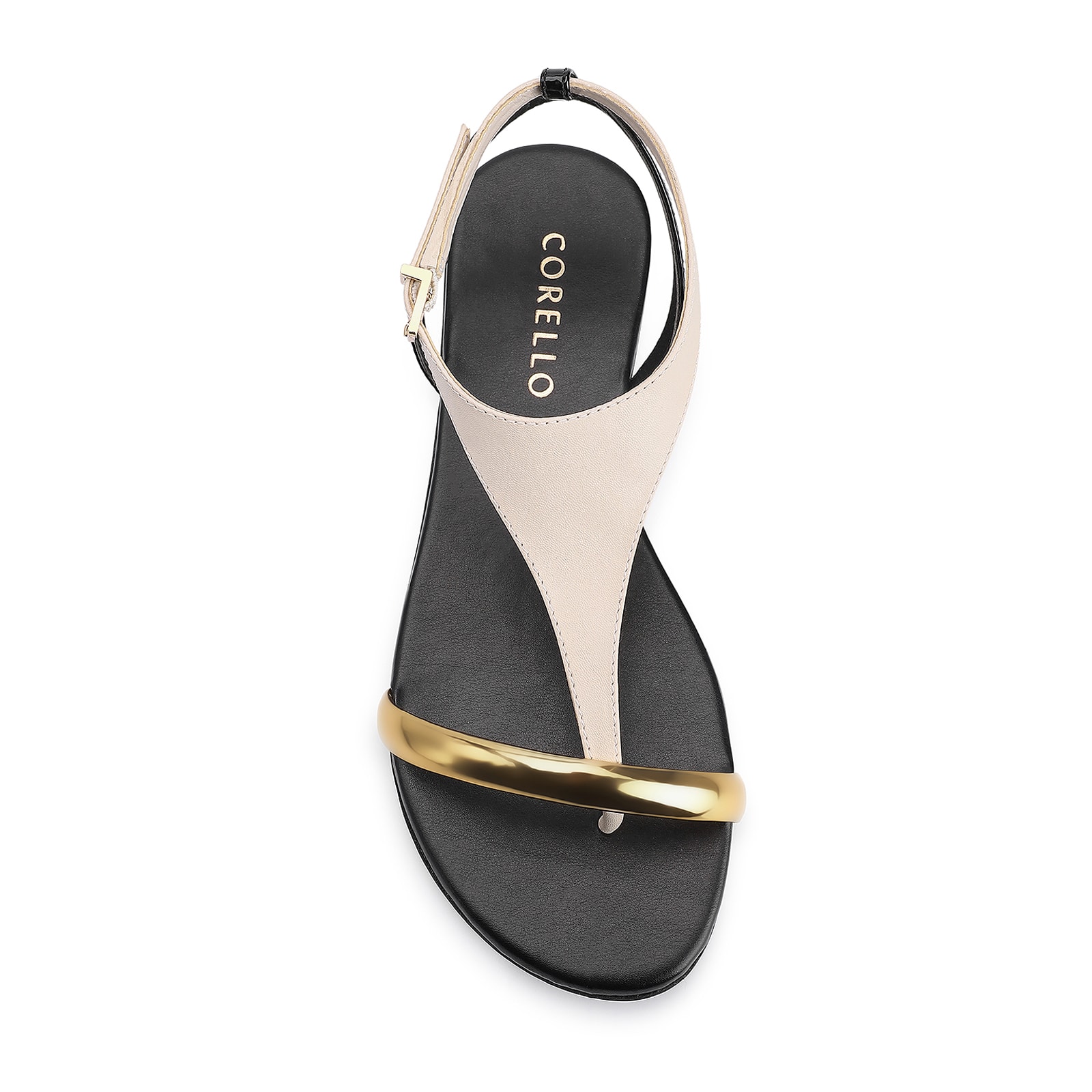 Rasteirinha Alt Off White/Preto/Dourado