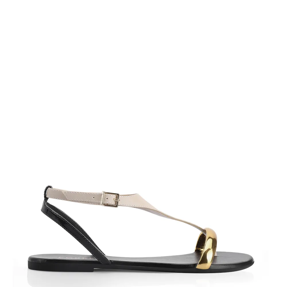 Rasteirinha Alt Off White/Preto/Dourado - imagem 2