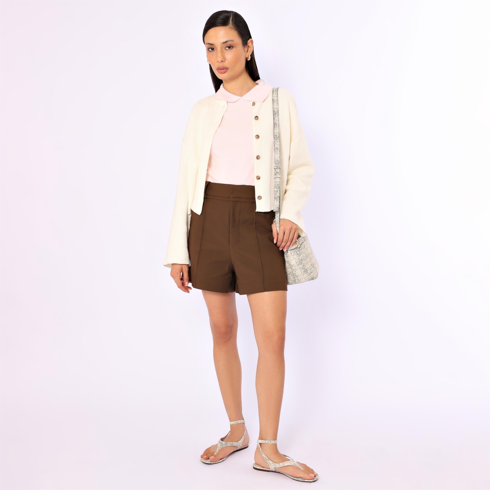 Rasteirinha Animal Print Alt Python Off White