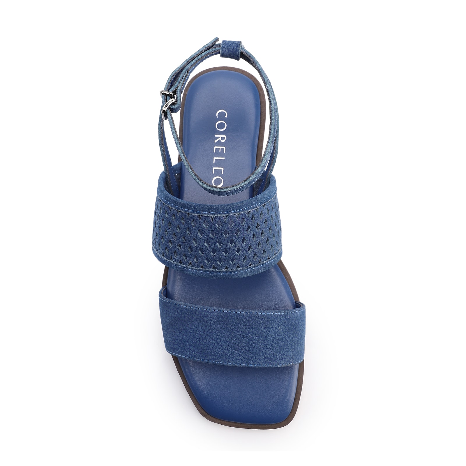 Rasteirinha Azul Couro Nobuck Floater Tira Perfuros
